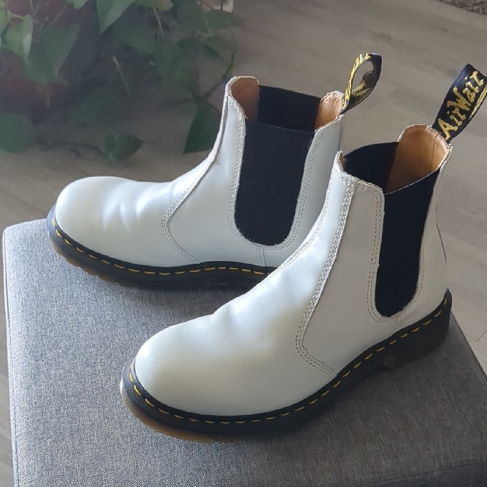 Dr. Martens Black and White Leather Boots